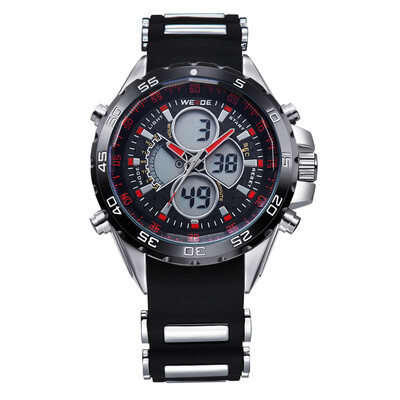 

WEIDE WH1103 Dual Display Two Movement Quartz Digital Men Watch 3ATM Waterproof LCD Backlight Auto Date Day Week Alarm Stopwatch T