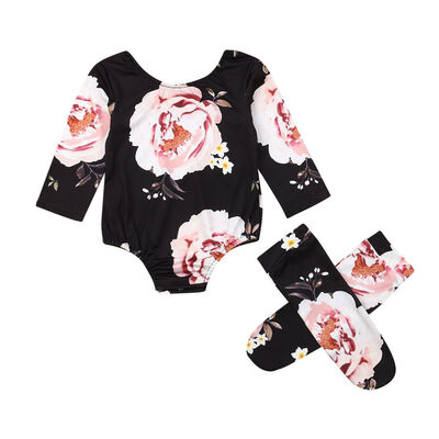 

Cute Newborn Baby Girl Floral Clothes Long Sleeve RomperSocks Outfit Set 0-18M