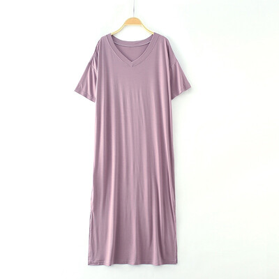 

Women Nightdress Large Size Short Sleeve Long Night Dress Women Loose Modal Nightdress Ladies Pajamas