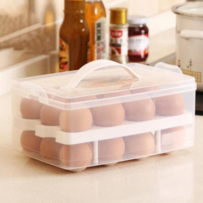 

Greensen Double Layer Egg Tray Storage Box Case Eggs Holder Container Organizer with Lid Kitchen Home