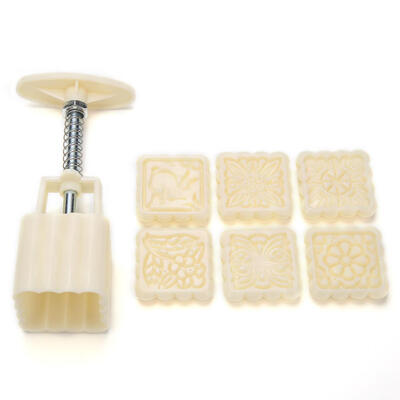 

6 Flowers Shapes Hand Pressed Mooncake Mold Ice Pastry Mould DIY Tools