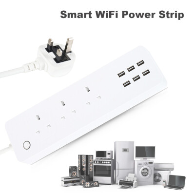 

Smart WiFi Power Strip APP Remote Voice Individual Control Home Assistant 3 AC 6 USB Extension Lead Cord Timer via Android iOS