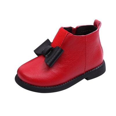 

Winter Children Kid Girls Warm Bowknot Leather Martin Short Boots Shoes