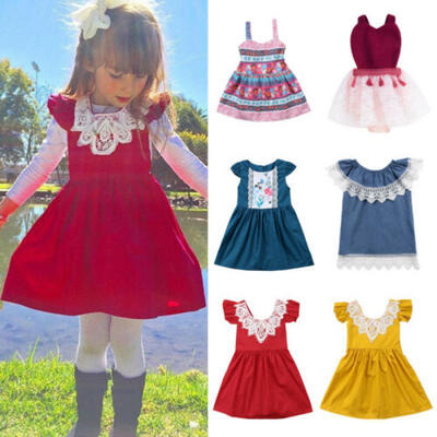 

Toddler Kids Baby Girls Princess Pageant Party Tutu Lace Bow Flower Floral Dress