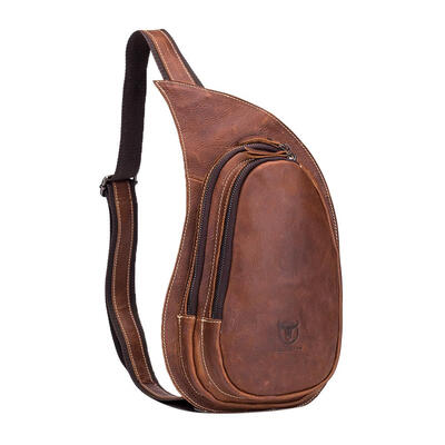 

BULLCAPTAIN Men Shoulder Belt Bags Leather Chest Phone Pouch Waist Packs