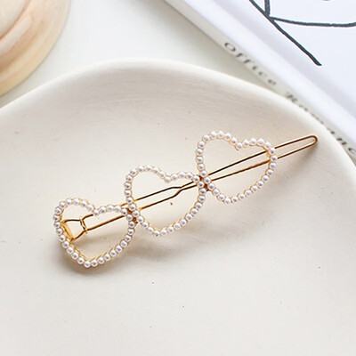 

Korea Chic Love Triangle Round Hairpins WomenMetal Gold Color Hair Clips Hair Accessories