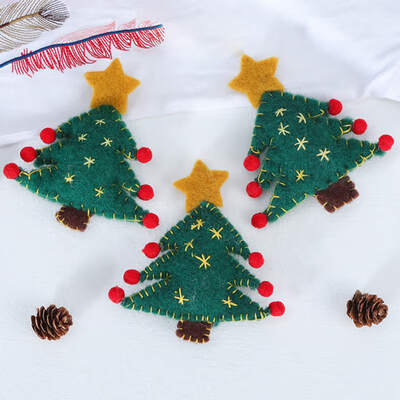 

3PcsSet Cute Christmas Tree Pendant Ornaments Handmade Christmas Tree Fabric Decoration Christmas Decoration