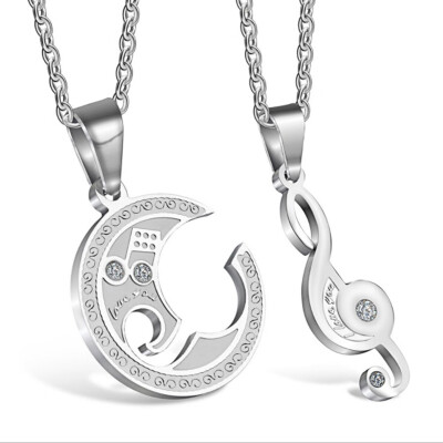 

Creative Exquisite Musical Symbol Pendant Titanium Steel Couple Pendant Necklace