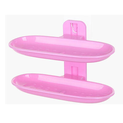 

Traceless Self-Adhesive Soap Box Double Layers Bathroom Kitchen Drain Rack