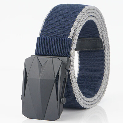 

Trend new belt high quality Stripe Color Canvas Smooth Buckle Men belt Multifunction casual pants cowboy pants belt