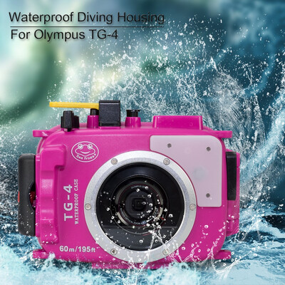 

Meikon 195FT60M Underwater Camera Waterproof Diving housing for Olympus TG-3TG-4 Black Housing Red Filter