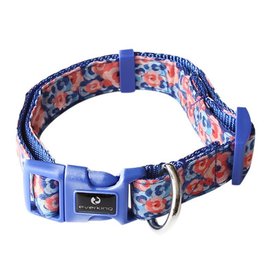 

Pet Polyester Adjustable Colorful Printed Collar With Leash Ring For Dogs Cats Quick Release Buckle