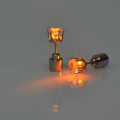 

LED Luminous Zirconia Stone Ear Stud Earrings for Nightclubs Dance Party Accessories Light Up LED Bling Ear Studs