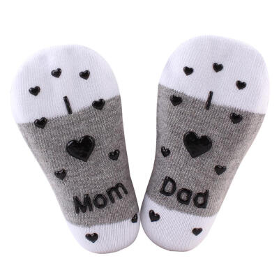 

Cute Kids Boys Girls Heart Letter Print Cotton Socks Infant Anti-slip Socks