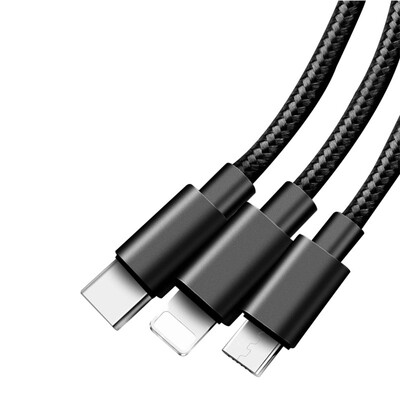 

Swalle 2A 3A Micro usb Type C Apple 3-in-1 data cable magnetic head braid PVC line