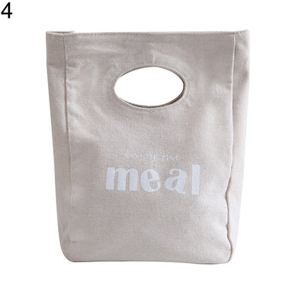 

Portable Meal Letter Cotton Linen Food Tote Pouch Bento Lunch Large Capacity Bag