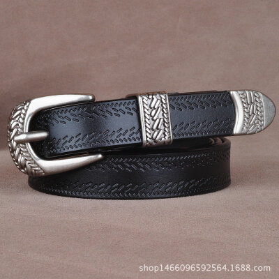 

Womens retro belt leather decorative belt female simple wild Korean version of the trend of the new narrow three-piece