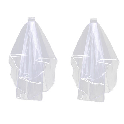 

Double Layer Wedding Bridal Veil Headdress Satin Edge Hairclip Hair Pin Women Head Accessories