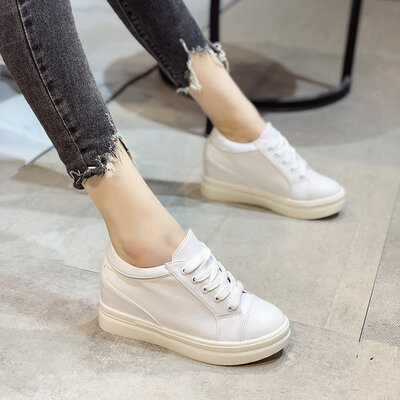 

Inner Heightened Small White Shoes Womens Autumn Slender High-heeled Single Shoes Air-permeable Thick-soled Muffin Casual Shoes