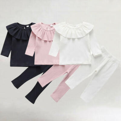 

Toddler Baby Girl Long Sleeve Knitted Ruffle Tops T-Shirt Leggings Pants Clothes