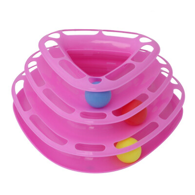 

Pet IQ Training Toys Three Layers Kittens Entertainment Cat Toy Turntable With Colorful Balls