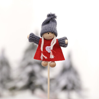 

Tailored Christmas Doll Mini Doll Bamboo Stick Figurine Christmas Ornaments