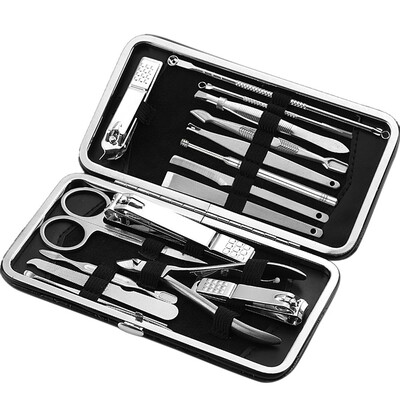 

Toponeto 1Set16Pcs Stainless Steel Nail Clippers Scissors Suit Set Kits Manicure