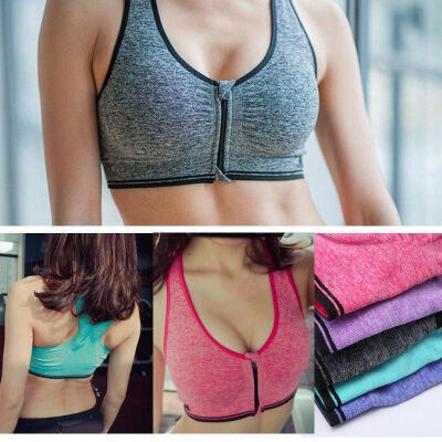 

New Women Ladies Zipper Sport Bra Running Gym Yoga Padded Fitness Tank Tops