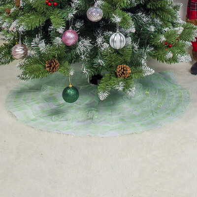 

80cm Christmas Tree Skirt Lace Xmas Tree Pleated Mat Home New Year Decorations