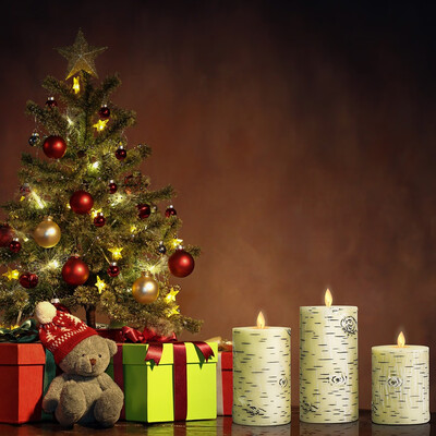 

〖Follure〗Romantic Flameless LED Birch Bark Electronic Candle Light Remote Control 3PC
