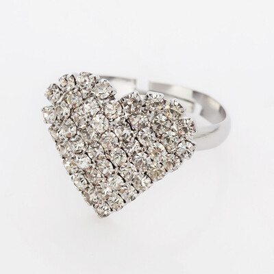 

2Pcs Sterling Silver Inlaid Zircon Heart Ring Finger Rings Wedding Band Engagement Ring Jewelry