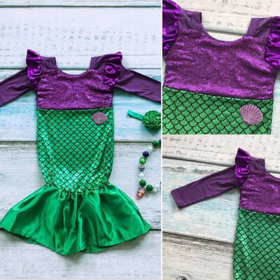 

3-8 Years Child Little Mermaid Trumpet Sequins Fancy Dress Costume Kid Girls Party Cosplay