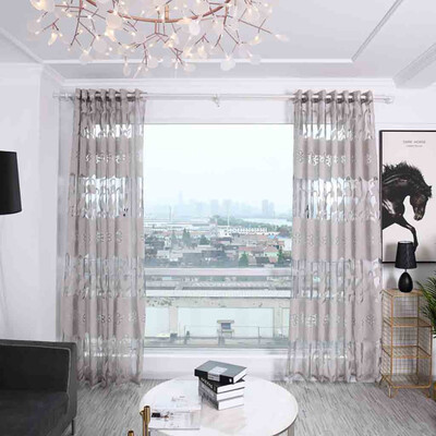 

Gobestart Leaves Curtain Tulle Window Treatment Voile Drape Valance 2 Panel Fabric