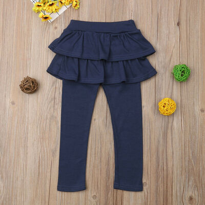 

3-11Y Kids Girls Warm Cute Cake Culottes Leggings With Ruffle Tutu Skirt Pants