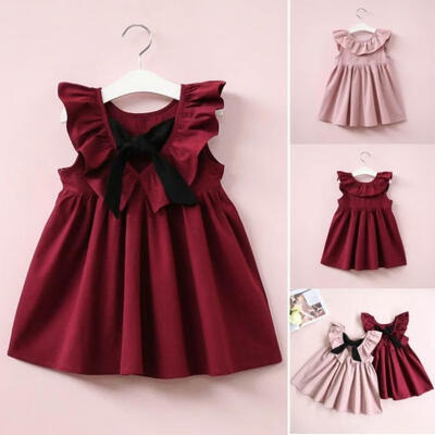 

Baby Kids Girls Backless Dress Toddler Princess Party Tutu Summer Floral Dresses