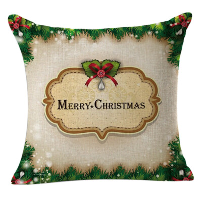 

Siaonvr Christmas Linen Square Throw Flax Pillow Case Decorative Cushion Pillow Cover B