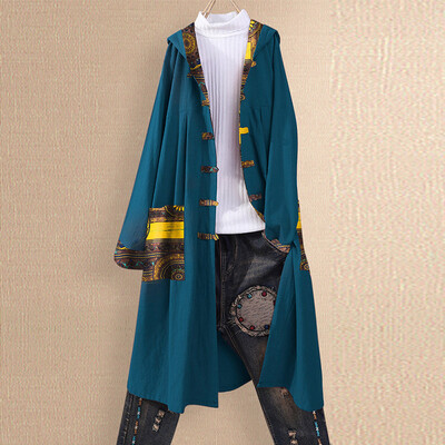 

Women Loose Retro Coat Long Sleeve Plus Size Ethnic-style Autumn Cardigan Jacket
