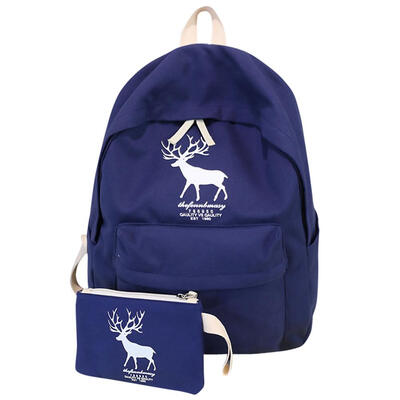 

2pcs Casual Girls Animal Printed Canvas Students School Backpack Clutch Bag