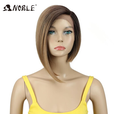 

Noble Wigs For Black Women Straight Synthetic Lace Front Hair 12" Ombre 3 Color Lace Front Wig Cosplay Blonde Lace Front Wig