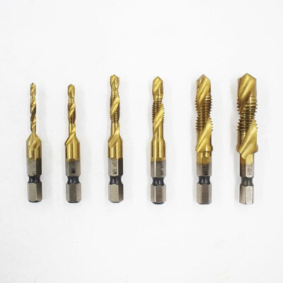 

6pcs M3-M10 14" Hex Shank Composite Tap Drills Thread Tap Taper Drill Bit Set Spiral Compound Drill