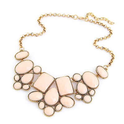 

New Arrival Vintage Jewelry Big Imitation Gem Stone Flower Chokers Necklaces & Pendants Gift for Women & Girls