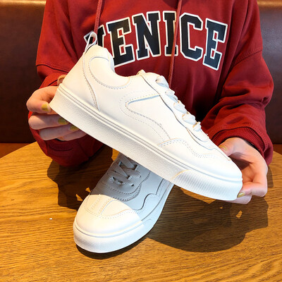 

Little White Shoes Female Spring&Summer Korean Edition Fashion Uzzang Baitao Round Head Thick Bottom Student Board Shoes Chic