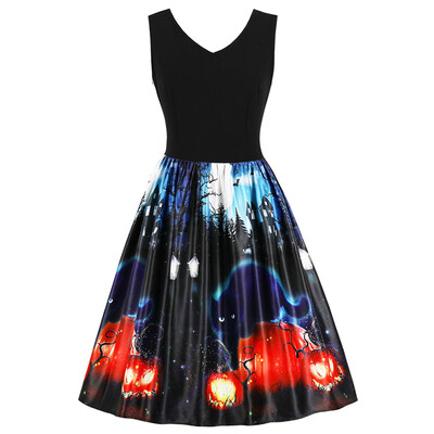 

Halloween Retro Sleeveless Fit&Flare Dress