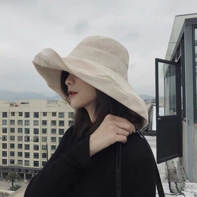 

New Women& Anti-Uv Wide Brim Summer Beach Hat Cotton Bucket Sun Protective Hat