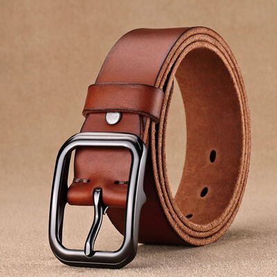 

Italian first layer cowhide mens washed belt Korean fashion alloy pin buckle belt