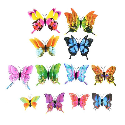 

12Pcs Wall Stickers Double Layer PVC Butterfly Shape Wall Decal Sticker Home Living Room Nursery Outdoor Fences Garden Lawn Backya
