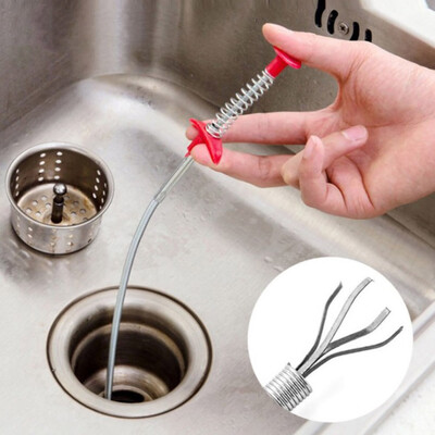 

85cm Kitchen Sewer Dredging Device Tool Spring Pipes Sink Cleaning Hook