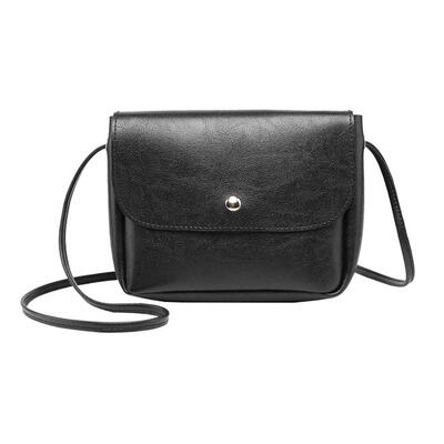 

Vintage Solid Shoulder Handbags Simple Women Leather Small Flap Satchel Bag