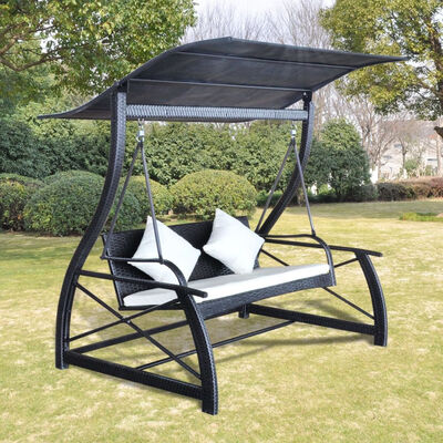 

Garden Swing Chair Poly Rattan Black 657"x512"x70"