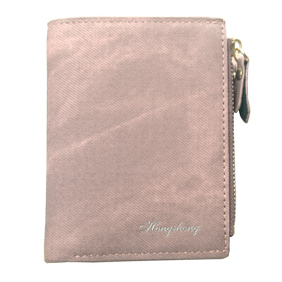 

Vintage Solid Color Bifold Coin Purse Card Holder Women Zipper Short Wallet
